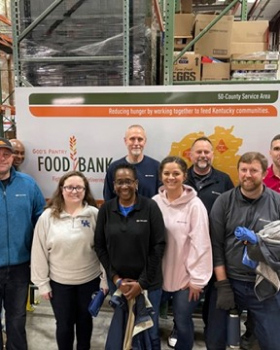  Team members from Lexington Corporate Office and TMMK had lots of laughs and fun while serving alongside The National Guard at Gods Pantry Food Bank in Lexington, Ky. 