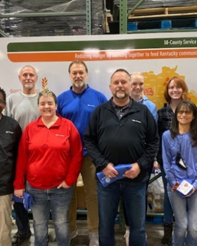  Team members from Lexington Corporate Office and TMMK had lots of laughs and fun while serving alongside The National Guard at Gods Pantry Food Bank in Lexington, Ky. 