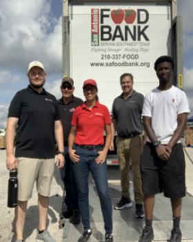 Members of the TMMTX team served at the SAT Food Bank in September of 2022, where they helped distribute food and water.